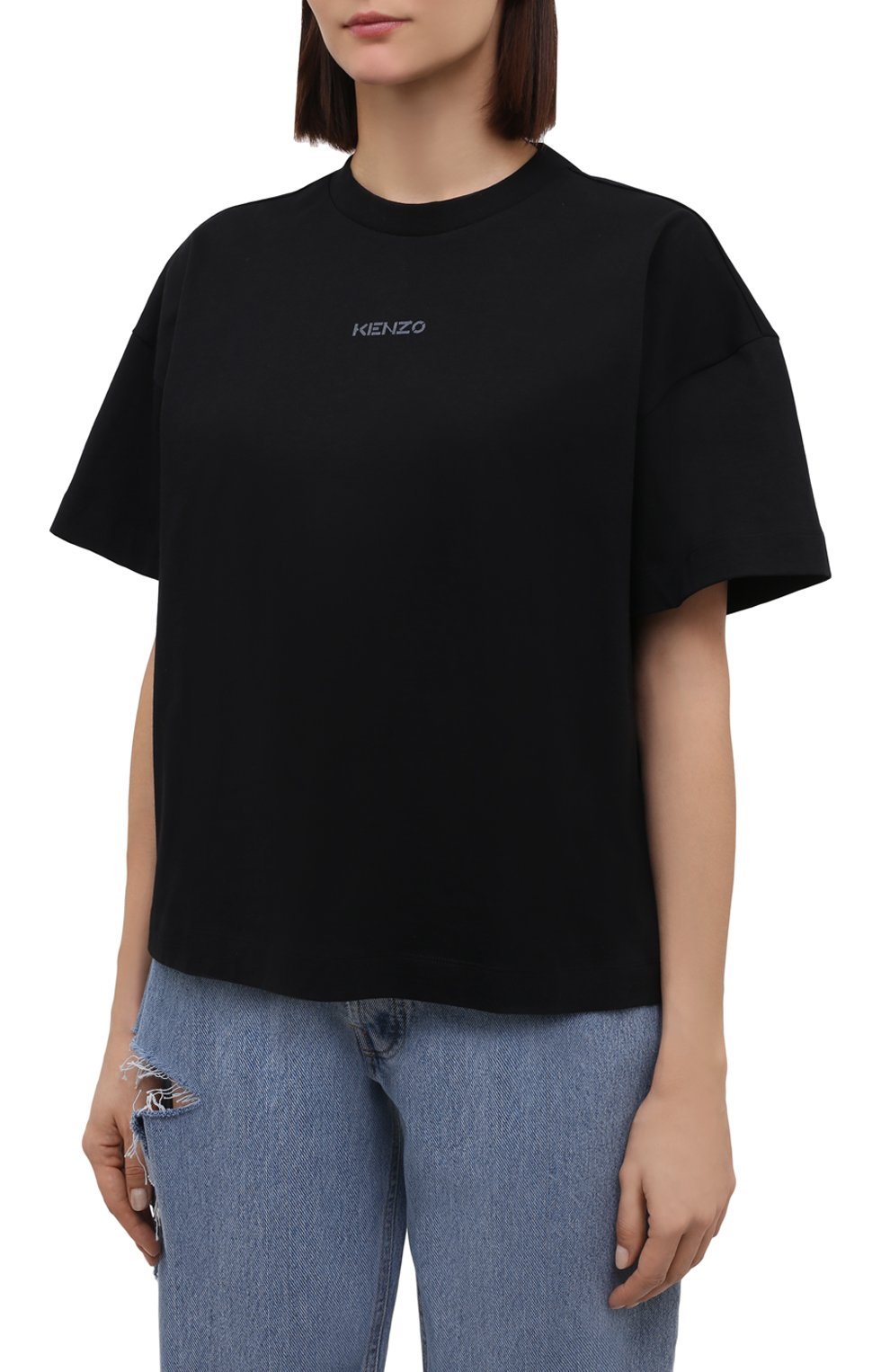 Хлопковая футболка KENZO черного цвета по цене 13600 руб., арт. FB62TS6414SA, фото 3 Хлопковая футболка KENZO, арт. FB62TS6414SA, фото 3
