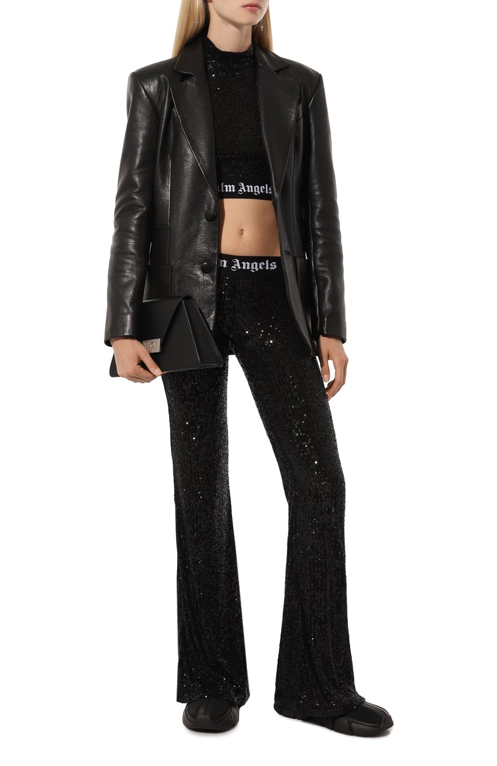 Брюки с отделкой пайетками PALM ANGELS, арт. PWCA101F24FAB003, фото 2