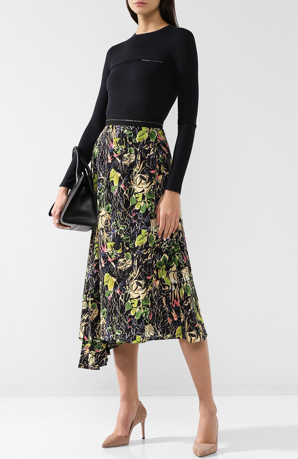 Однотонный пуловер из смеси шерсти и шелка с круглым вырезом PRADA, арт. 124B40-1RZ2-F0008, фото 2