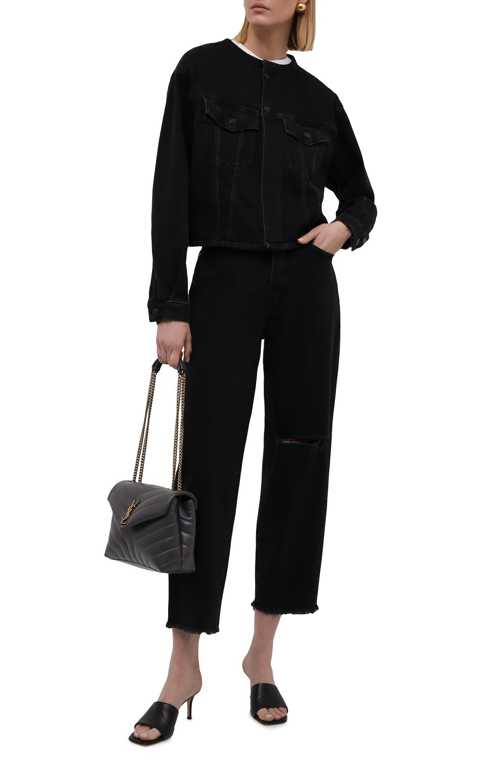 Джинсовая куртка 7 FOR ALL MANKIND черного цвета по цене 24250 руб., арт. JSK4B340FA, фото 2 Джинсовая куртка 7 FOR ALL MANKIND, арт. JSK4B340FA, фото 2