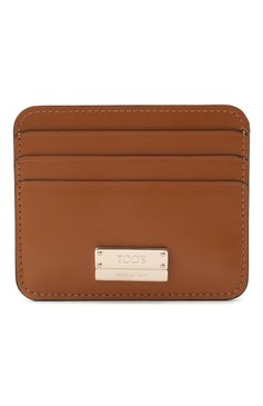 Женский кожаный футляр для кредитных карт TOD’S коричневого цвета, арт. XAWENBF1200PXP | Фото 1 (Материал: Натуральная кожа; Нос: Не проставлено; Материал сплава: Проставлено)
