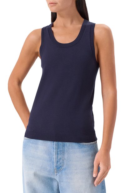 Майка из вискозы WEEKEND MAX MARA синего цвета по цене 19900 руб., арт. ASBUURG, фото 3 Майка из вискозы WEEKEND MAX MARA, арт. ASBUURG, фото 3