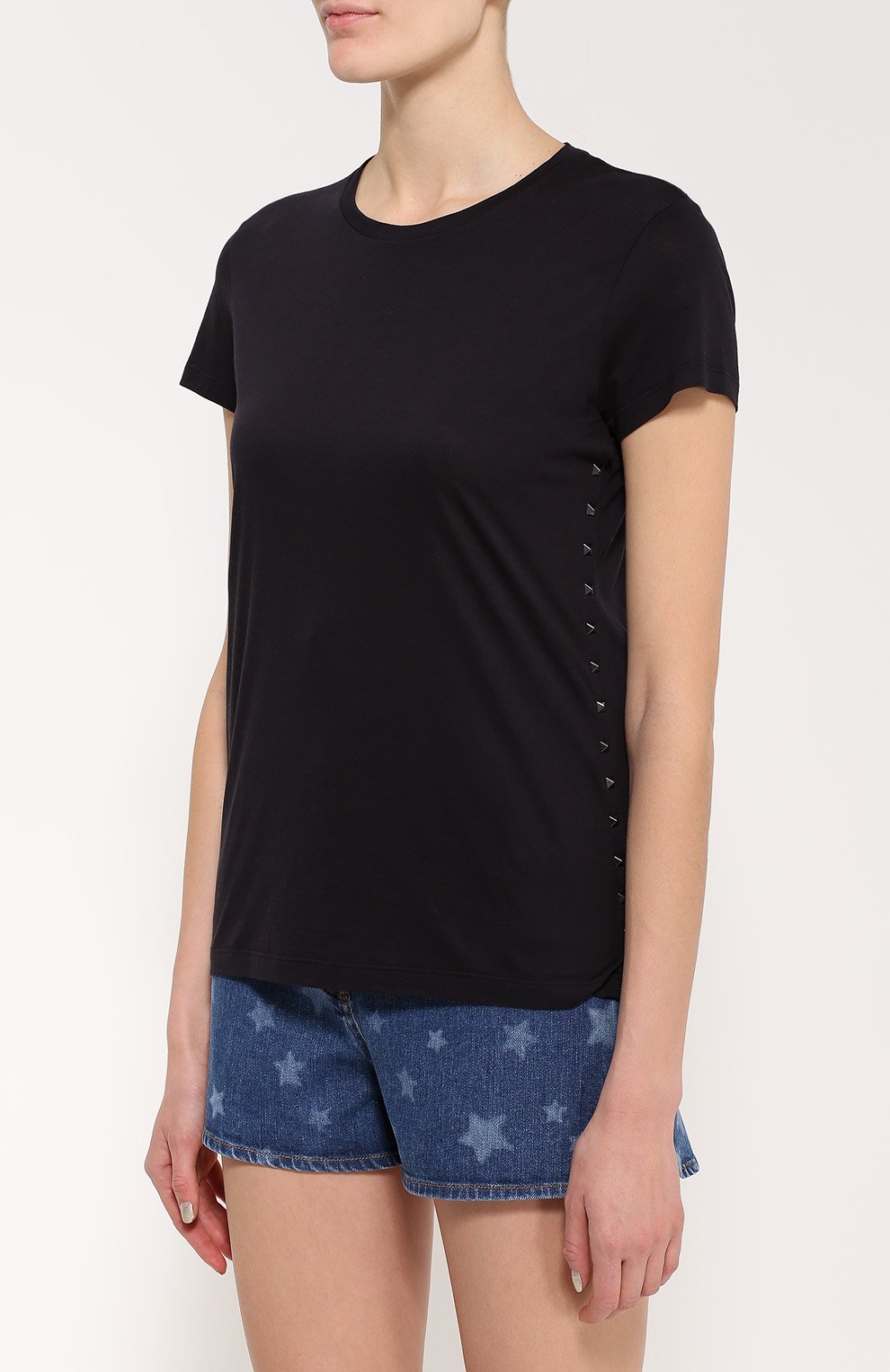 Хлопковая футболка прямого кроя с заклепками VALENTINO, арт. LB0MG02Z/2QJ, фото 3