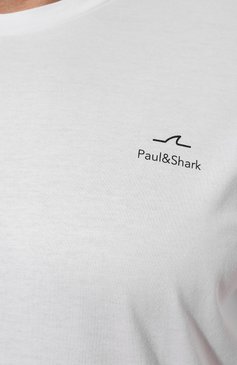 Мужская хлопковая футболка PAUL&SHARK белого цвета, арт. 24411087/3XL | Фото 5 (Принт: Без принта; Рукава: Короткие; Длина (для топов): Удлиненные; Материал сплава: Проставлено; Материал внешний: Хлопок; Драгоценные камни: Проставлено; Стили: Кэжуэл)