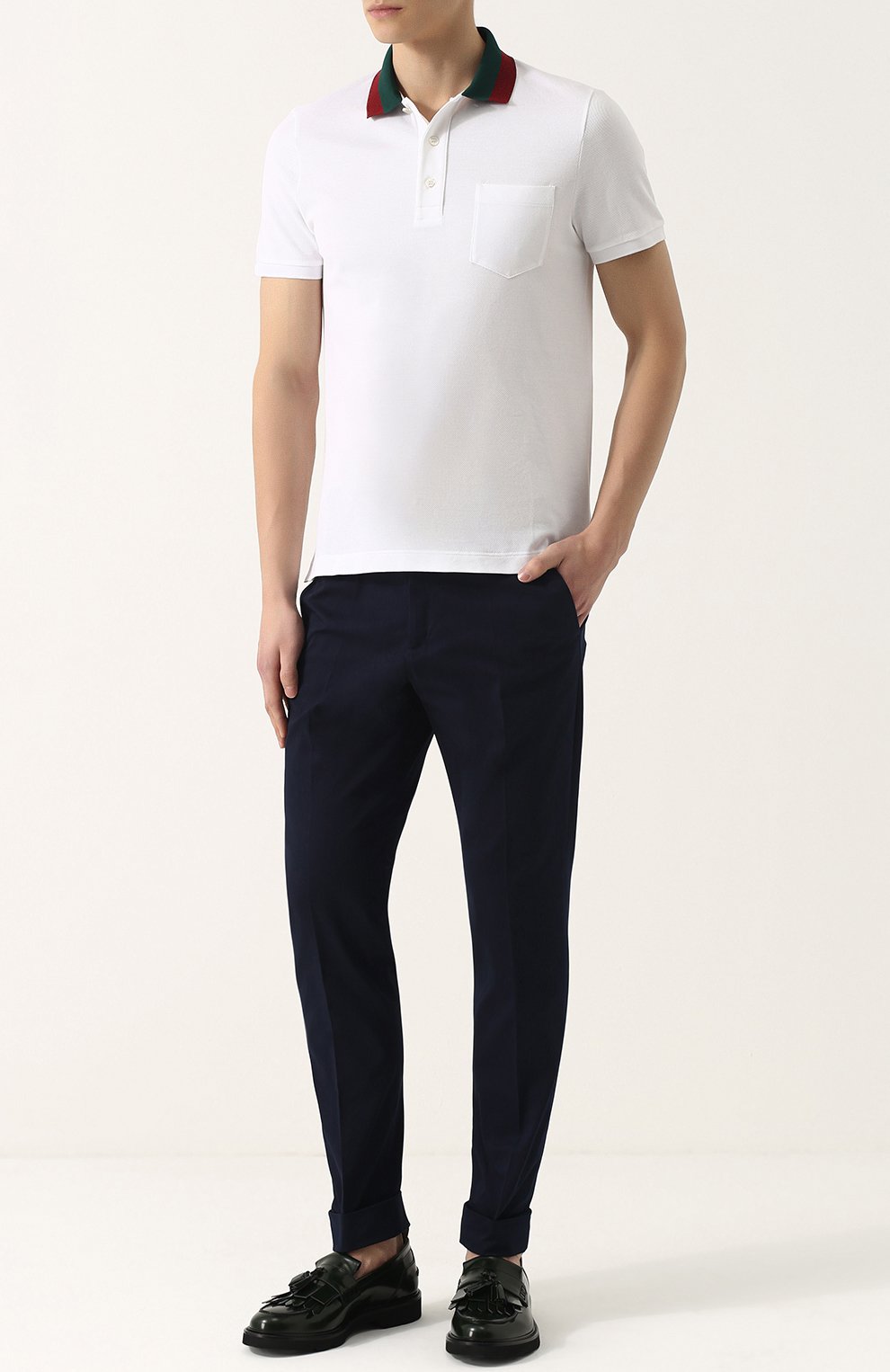 Хлопковое поло с короткими рукавами GUCCI белого цвета по цене 64800 руб., арт. 408321/X7331, фото 2 Хлопковое поло с короткими рукавами GUCCI, арт. 408321/X7331, фото 2