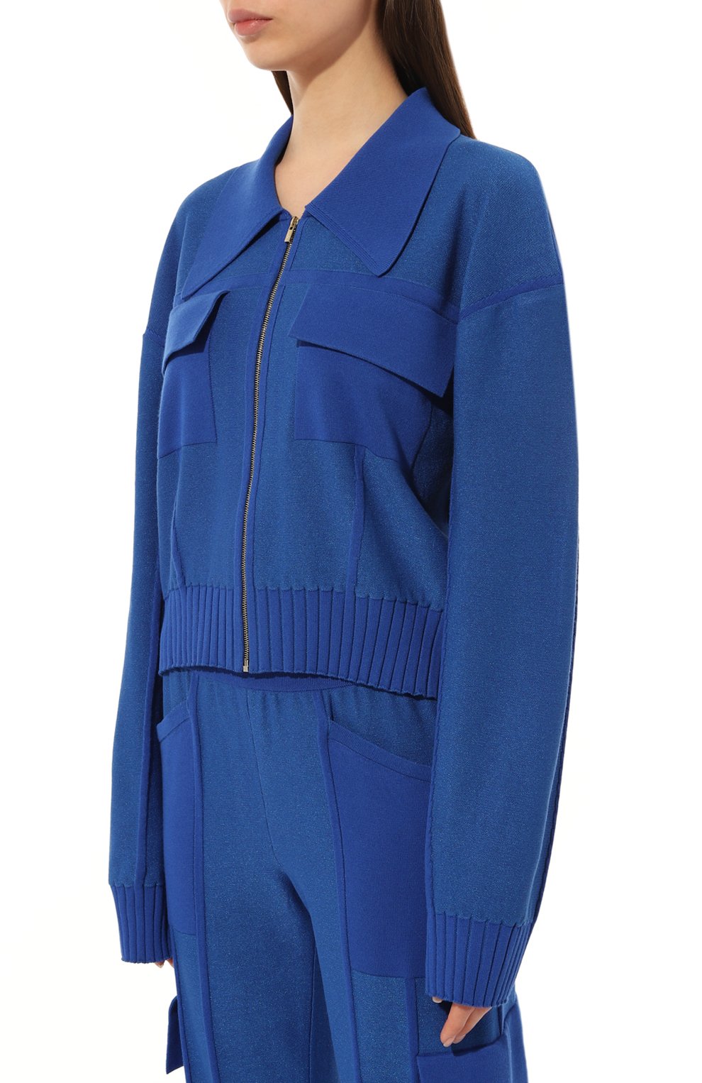 Жакет из вискозы AND THE BRAND синего цвета по цене 41720 руб., арт. S23-JT003-1403-444, фото 3 Жакет из вискозы AND THE BRAND, арт. S23-JT003-1403-444, фото 3