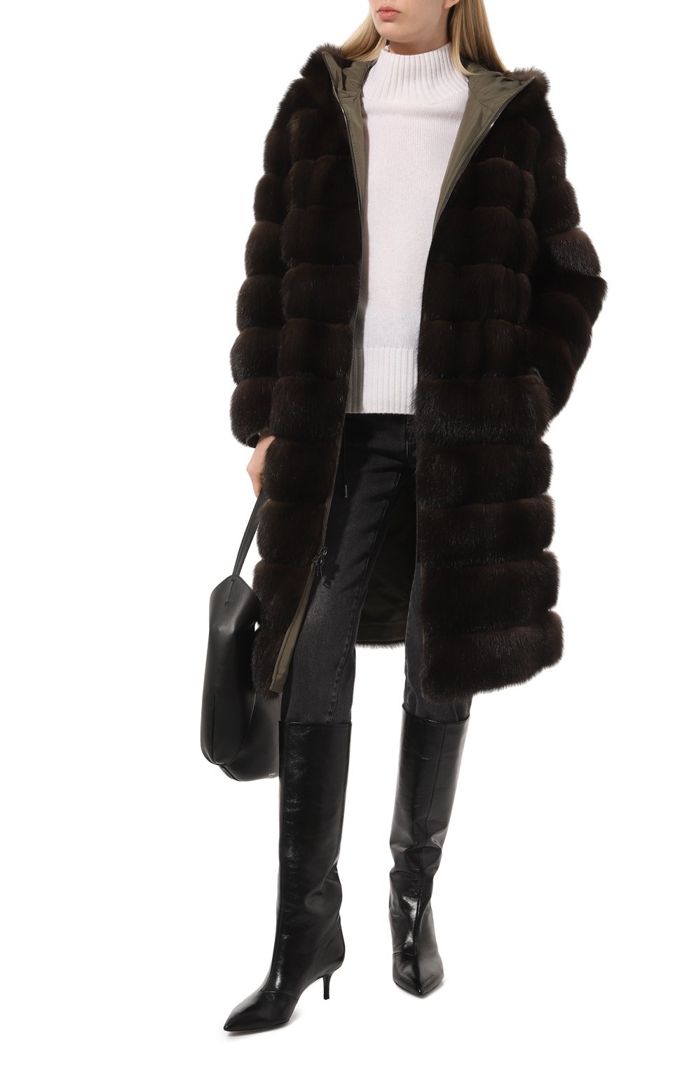 Двусторонняя шуба из меха соболя YVES SALOMON, арт. 22WYM03690ZIRV, фото 2