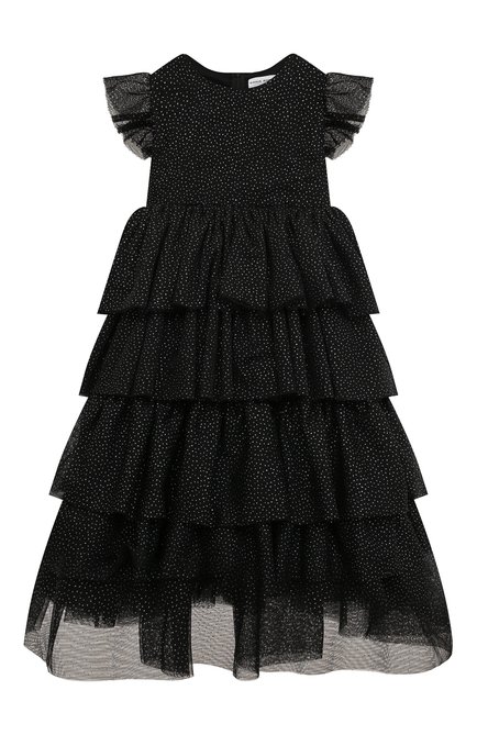 Детское платье SONIA RYKIEL ENFANT черного цвета, арт. 22S1DR11 | Фото 1 (Материал подклада: Хлопок; Рукава: Короткие; Материал внешний: Синтетический материал; Случай: Вечерний; Материал сплава: Проставлено; Драгоценные камни: Проставлено; Нос: Не проставлено; Ростовка одежда: 10 - 11 лет | 140 - 146см, 12 лет | 152 см, 4 года | 104 см, 6 лет | 116 см, 8 лет | 128 см)