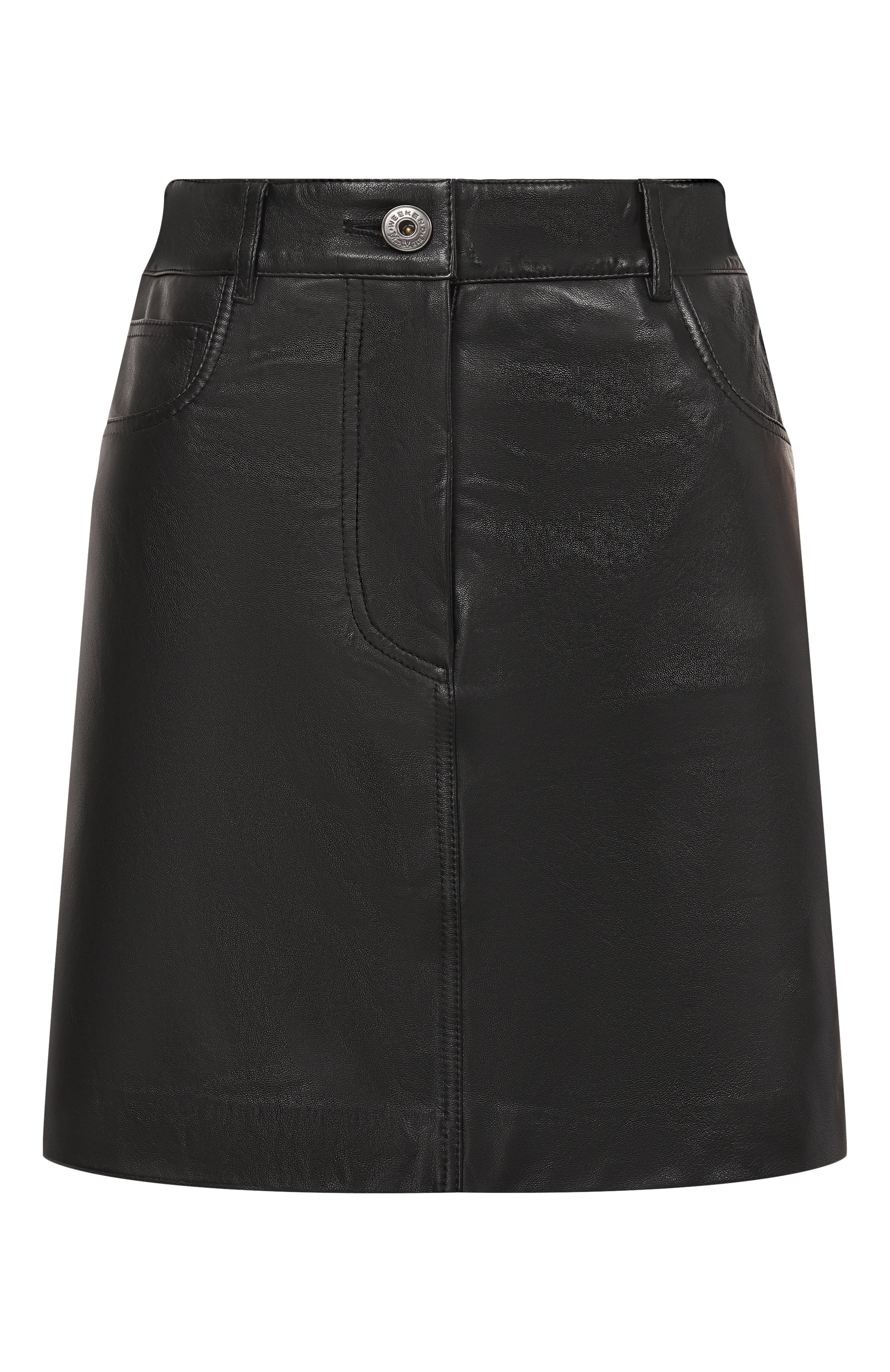 Кожаная юбка WEEKEND MAX MARA черного цвета по цене 56400 руб., арт. HULL, фото 1 Кожаная юбка WEEKEND MAX MARA, арт. HULL, фото 1