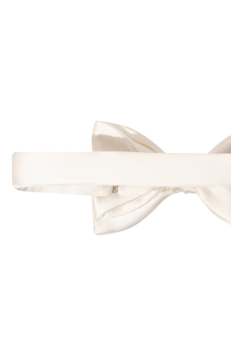 Мужской шелковый галстук-бабочка LANVIN белого цвета, арт. 1282/B0W TIE | Фото 3 (Материал: Текстиль, Шелк; Статус проверки: Проверено, Проверена категория; Материал сплава: Провер�ено, Проставлено; Нос: Не проставлено)