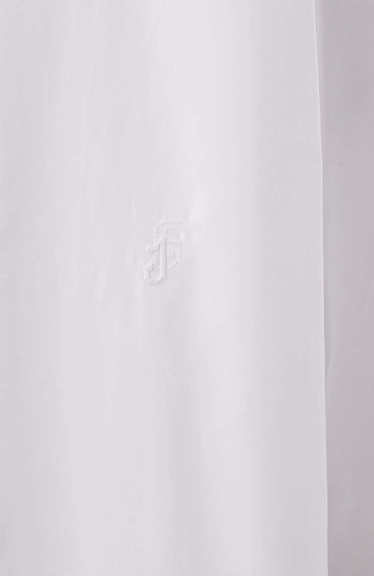 Женская хлопковая рубашка JIL SANDER белого цвета, арт. J05DL0110/J45001 | Фото 6 (Рукава: Длинные; Драгоценные камни: Проставлено; Материал сплава: Проставлено; Длина (для топов): Удлиненные; Стили: Кэжуэл; Принт: Без принта; Женское Кросс-КТ: Рубашка-одежда; Материал внешний: Хлопок)