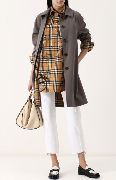 Однотонное хлопковое пальто прямого кроя BURBERRY, арт. 4073797, фото 2