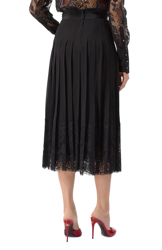 Юбка из шелка и хлопка Dolce & Gabbana F4BFTT/FU1AR Чёрный  F4BFTT/FU1AR Фото 4