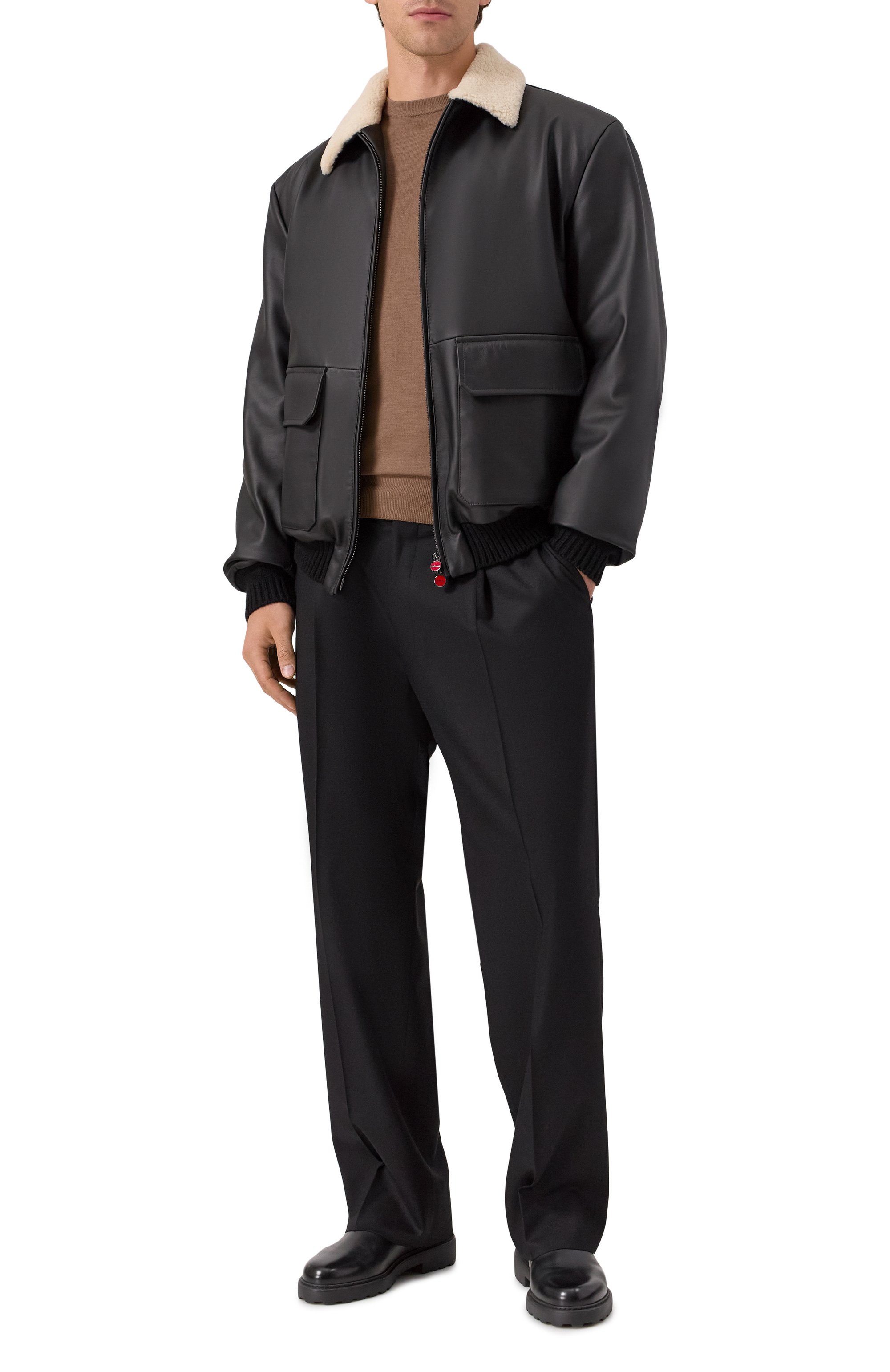 Кожаный бомбер с воротником из овчины KITON, арт. UW2240V0416H20, фото 2