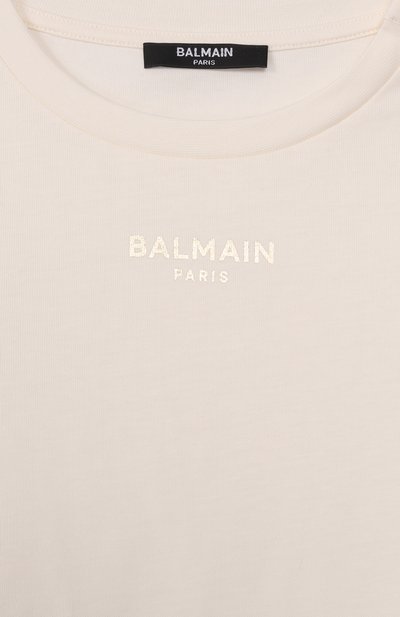 Хлопковая футболка BALMAIN кремового цвета по цене 21550 руб., арт. BY8A01, фото 3 Хлопковая футболка BALMAIN, арт. BY8A01, фото 3