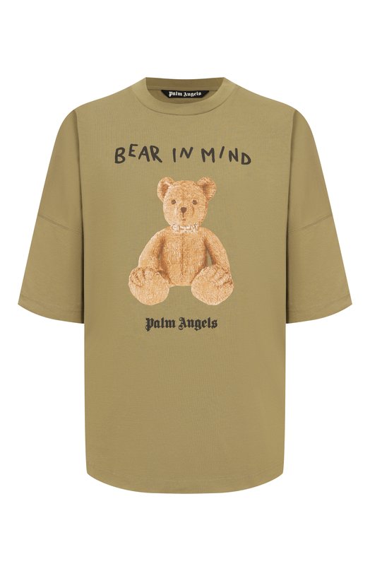 Хлопковая футболка Palm Angels PMAA10BF25JER004 Хаки PMAA10BF25JER004