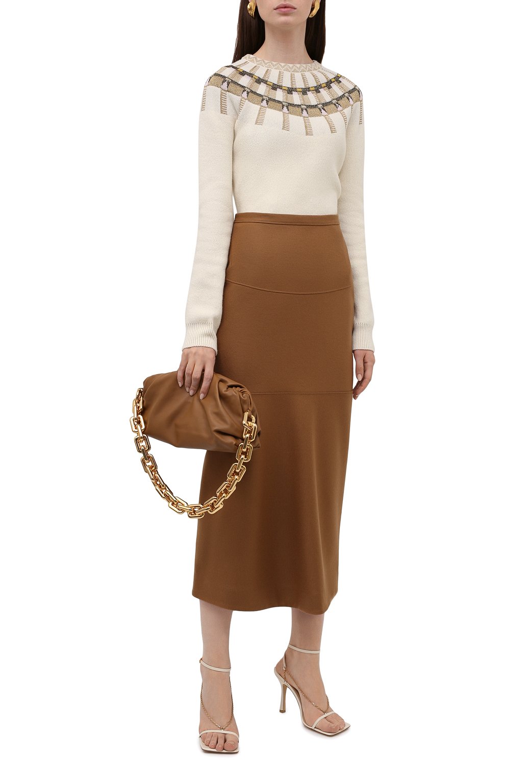 Шерстяная юбка JIL SANDER коричневого цвета по цене 96200 руб., арт. JSPT720009-WT207908A, фото 2 Шерстяная юбка JIL SANDER, арт. JSPT720009-WT207908A, фото 2