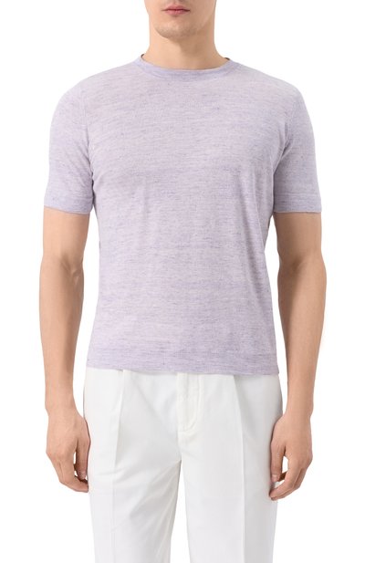 Футболка изо льна и хлопка BRUNELLO CUCINELLI сиреневого цвета по цене 99500 руб., арт. M2L00340, фото 3 Футболка изо льна и хлопка BRUNELLO CUCINELLI, арт. M2L00340, фото 3