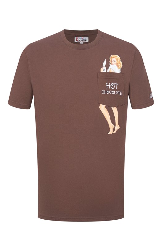 Хлопковая футболка MC2 Saint Barth C0NR0001-02652I/C0NN0R Коричневый C0NR0001-02652I/C0NN0R