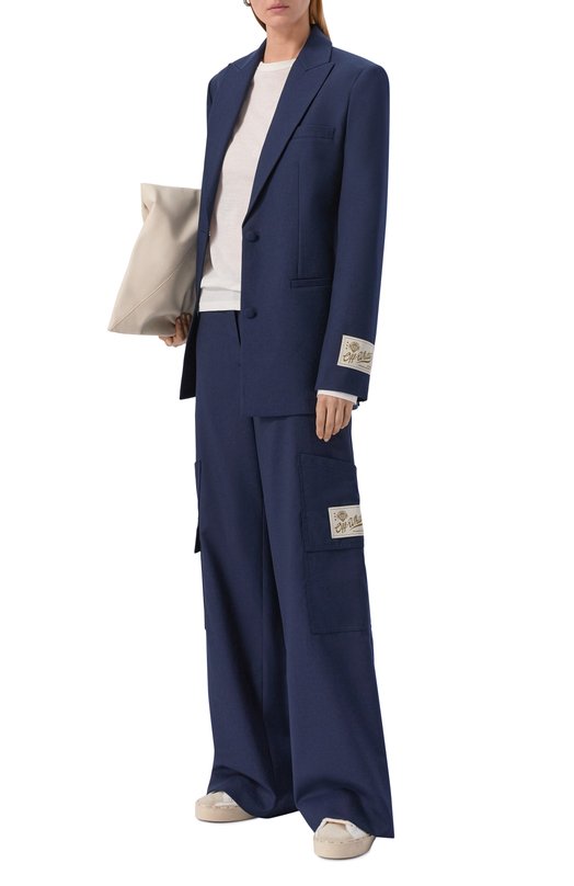 Брюки-карго из шерсти и лиоцелла Off-White 0WCF026F25FAB002 Синий  0WCF026F25FAB002 Фото 2