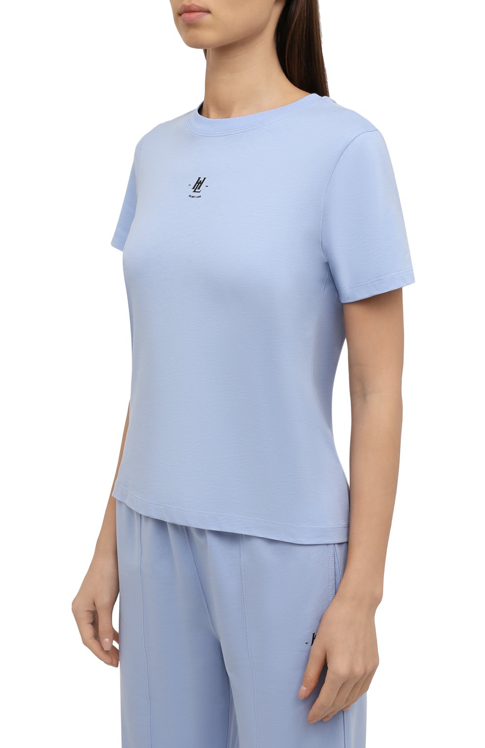 Хлопковая футболка HELMUT LANG голубого цвета по цене 16400 руб., арт. L06HW503, фото 3 Хлопковая футболка HELMUT LANG, арт. L06HW503, фото 3