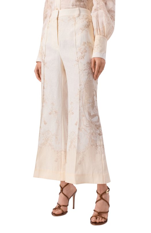 Льняные брюки Zimmermann 4068PC26R Кремовый  4068PC26R Фото 3