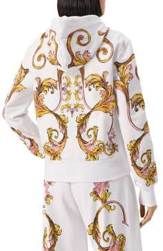 Женский хлопковая толстовка VERSACE JEANS COUTURE белого цвета, арт. 78HAI3P6/FS192 | Фото 4 (Материал сплава: Проставлено; Драгоценные камни: Проставлено; Длина (для то�пов): Стандартные; Рукава: Длинные; Материал подклада: Хлопок; Стили: Гламурный; Женское Кросс-КТ: Кардиган-одежда; Материал внешний: Хлопок)