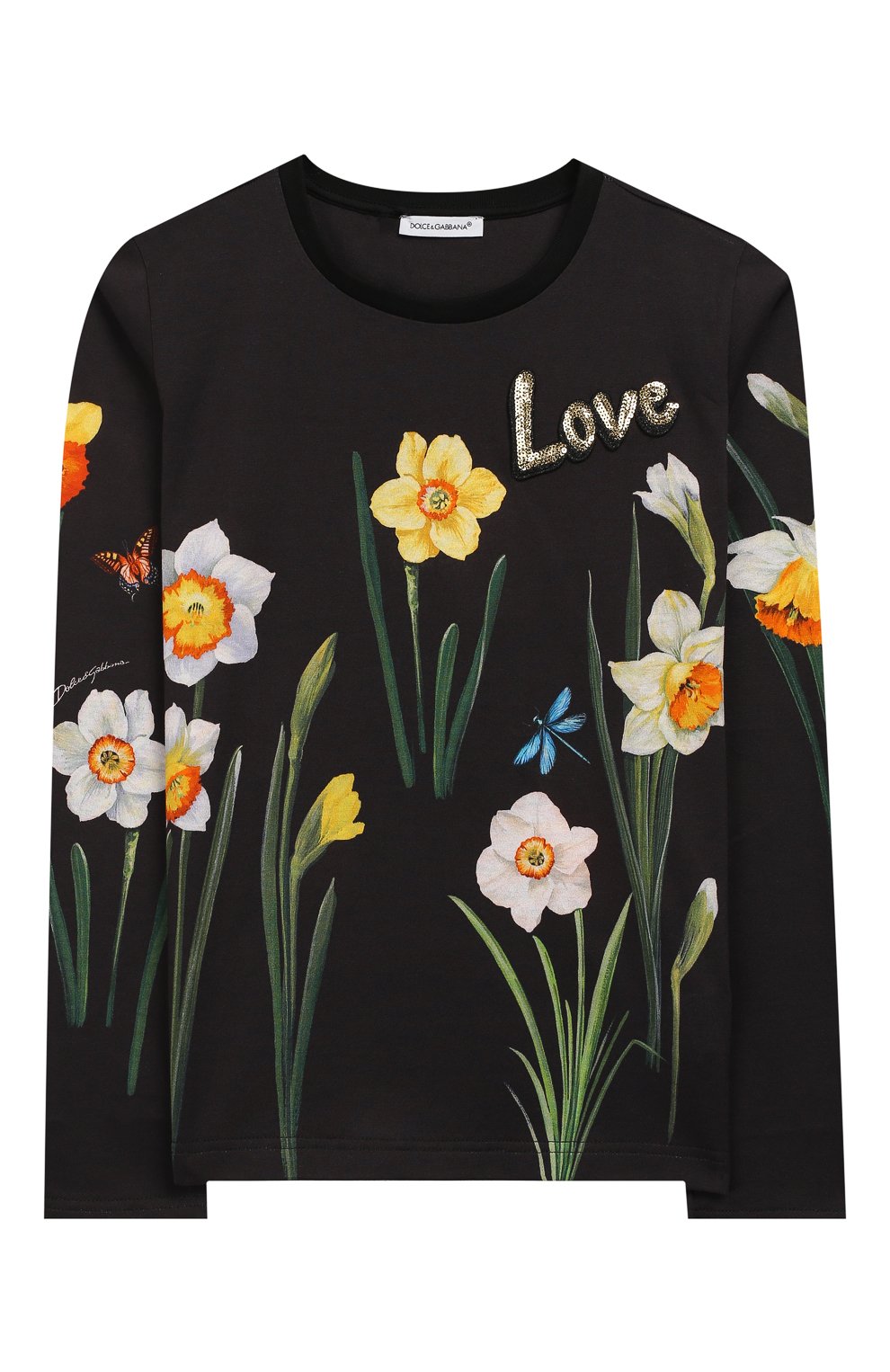 Хлопковый лонгслив с вышивкой пайетками DOLCE & GABBANA, арт. L5JTAY/G7QEH/8-14, фото 1