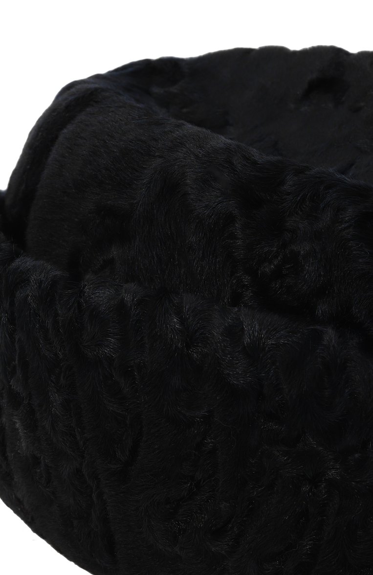 Женская пилотка лувия из каракульчи FURLAND темно-синего цвета, арт. 0240803810118200000 | Фото 4 (Материал сплава: Проставлено; Нос: Не проставлено; Материал: Натуральный мех)
