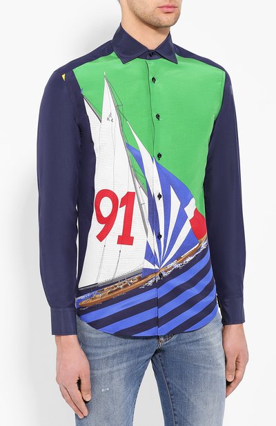 Рубашка из смеси шелка и хлопка RALPH LAUREN, арт. 790741369, фото 3