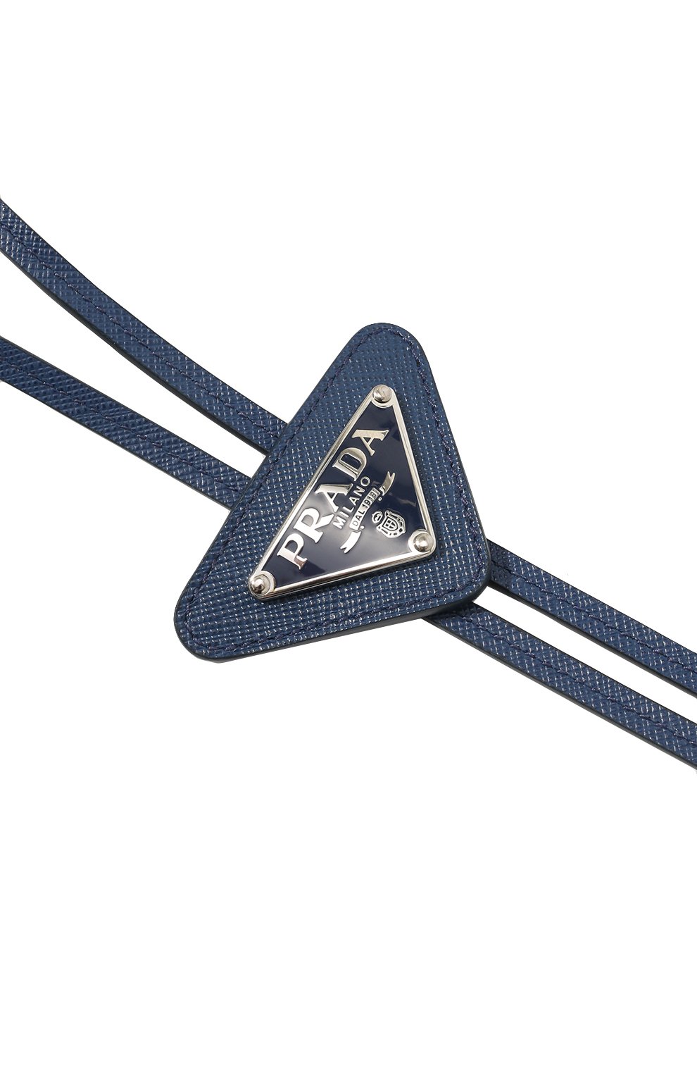 Кожаный галстук боло PRADA синего цвета по цене 42000 руб., арт. 2IC027-QHH-F0016, фото 4 Кожаный галстук боло PRADA, арт. 2IC027-QHH-F0016, фото 4