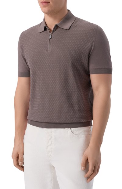 Хлопковое поло FEDELI серого цвета по цене 64600 руб., арт. MU0D5853/GIZA LIGHT DUSTY, фото 3 Хлопковое поло FEDELI, арт. MU0D5853/GIZA LIGHT DUSTY, фото 3