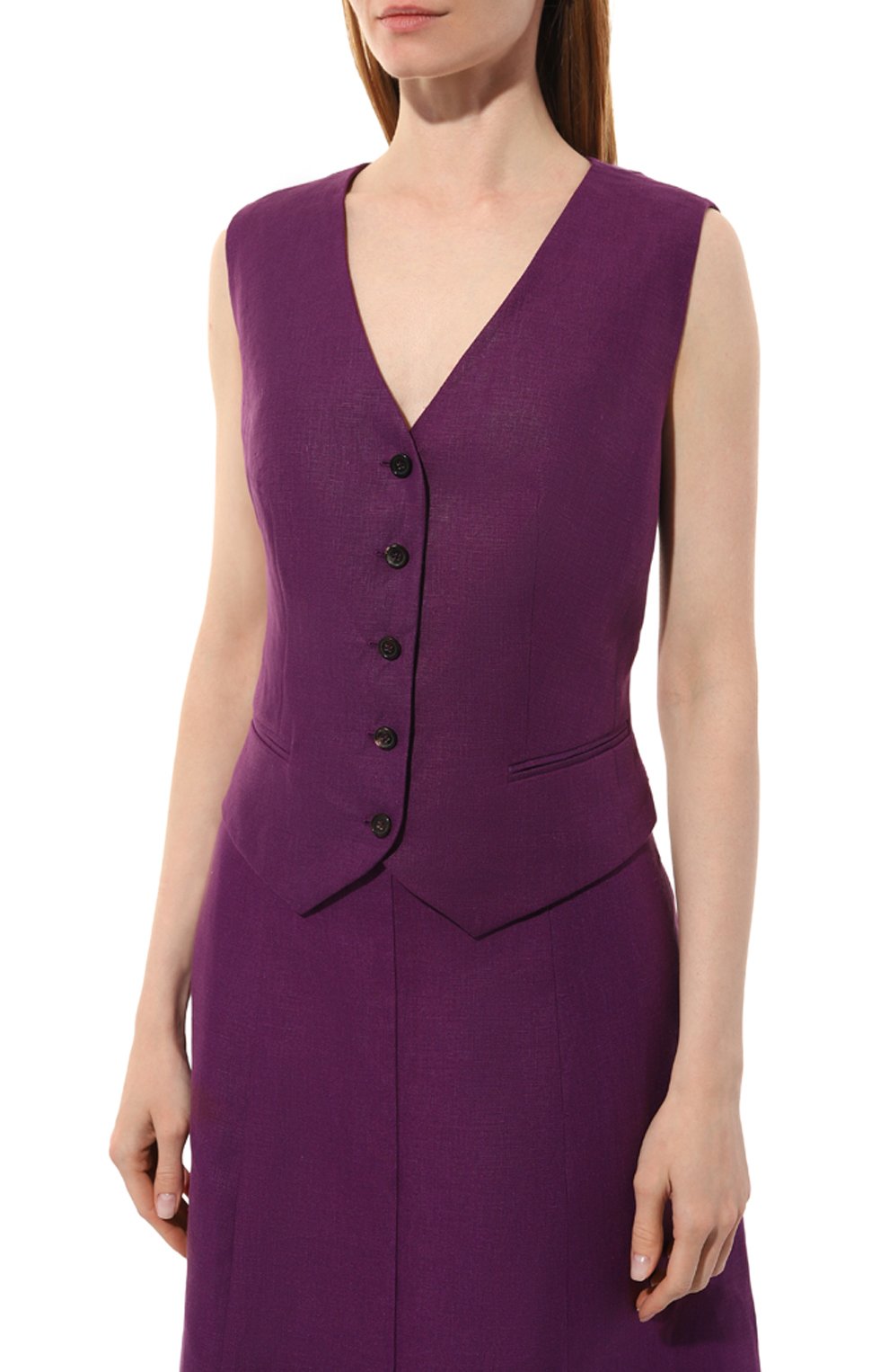 Льняной жилет NOBLE&BRULEE фиолетового цвета по цене 45000 руб., арт. NB42/290623/176, фото 3 Льняной жилет NOBLE&BRULEE, арт. NB42/290623/176, фото 3