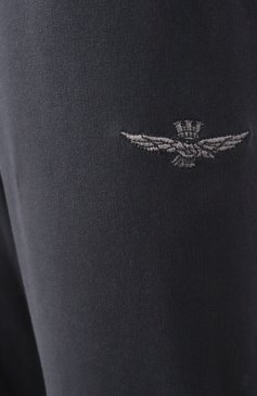 Мужские хлопковые джоггеры AERONAUTICA MILITARE черного цвета, арт. 241/PF872F439 | Фото 6 (Длина (брюки, джинсы): Стандартные; Материал внешний: Хлопок; Силуэт М (брюки): Джоггеры; Стили: Кэжуэл)