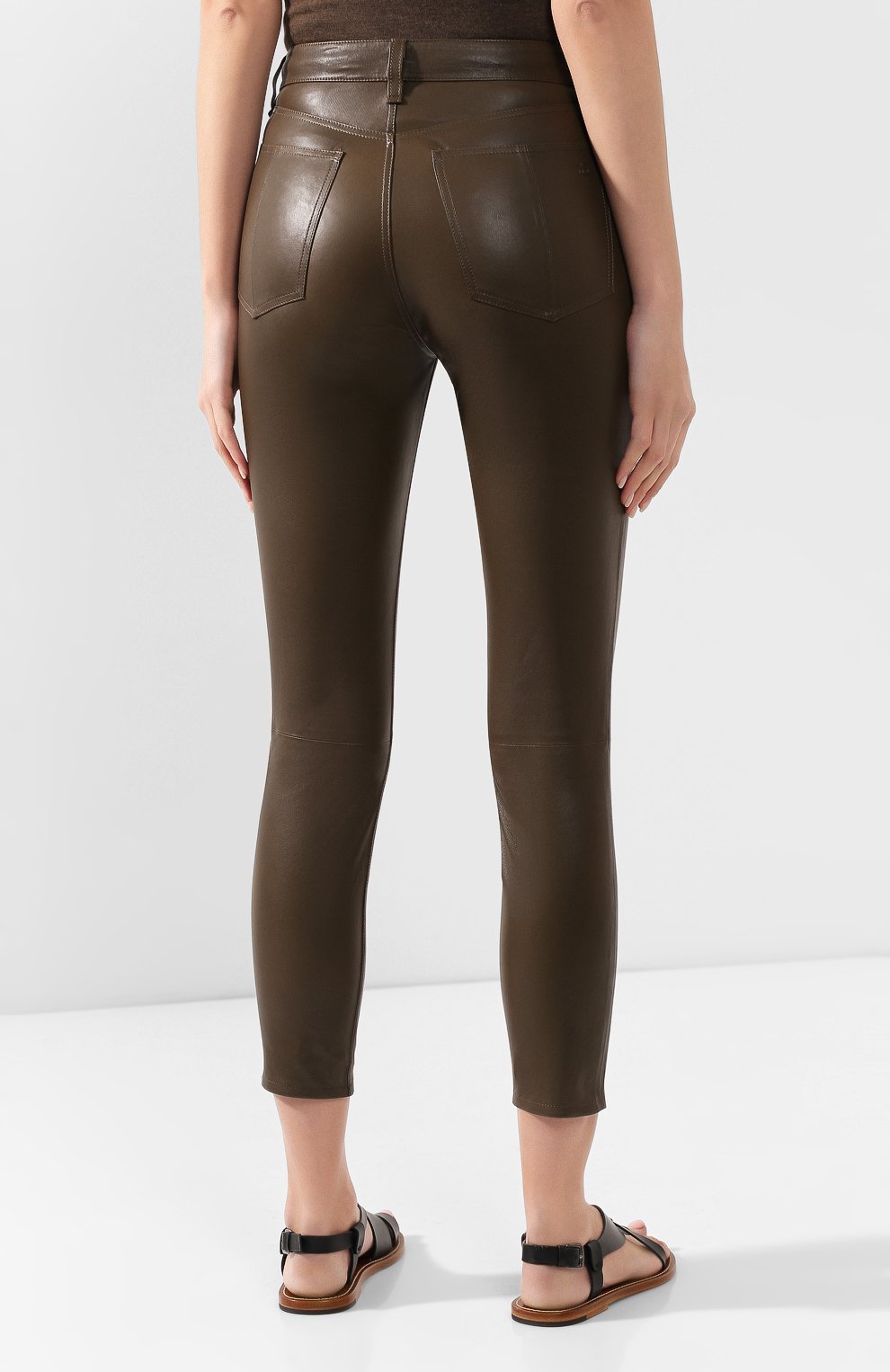 Кожаные брюки RAG AND BONE хаки цвета по цене 99500 руб., арт. WAW19F7049LF49, фото 4 Кожаные брюки RAG AND BONE, арт. WAW19F7049LF49, фото 4