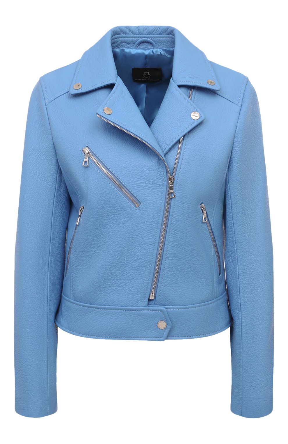 Кожаная куртка MASLOV голубого цвета по цене 187000 руб., арт. K09, фото 1 Кожаная куртка MASLOV, арт. K09, фото 1