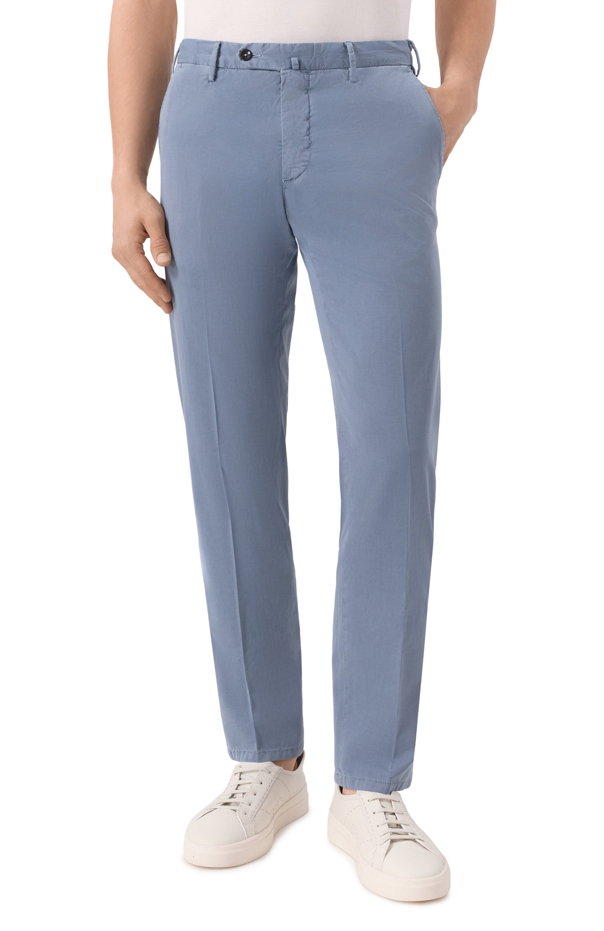 Брюки из хлопка и шелка L.B.M. 1911 голубого цвета по цене 41400 руб., арт. 8480/55022, фото 3 Брюки из хлопка и шелка L.B.M. 1911, арт. 8480/55022, фото 3