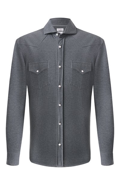 Мужская хлопковая рубашка BRUNELLO CUCINELLI, арт. ME854B2268