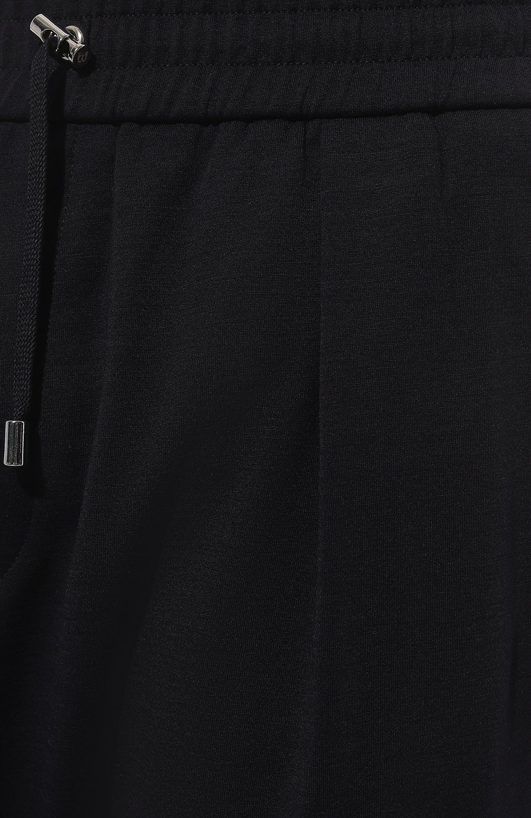 Мужские брюки из шерсти и кашемира BALMAIN темно-синего цвета, арт. AH1PK005JF27 | Фото 5 (Материал внешний: Шерсть; Длина (брюки, джинсы): Укороченные; Случай: Повседневный; Стили: Кэжуэл)