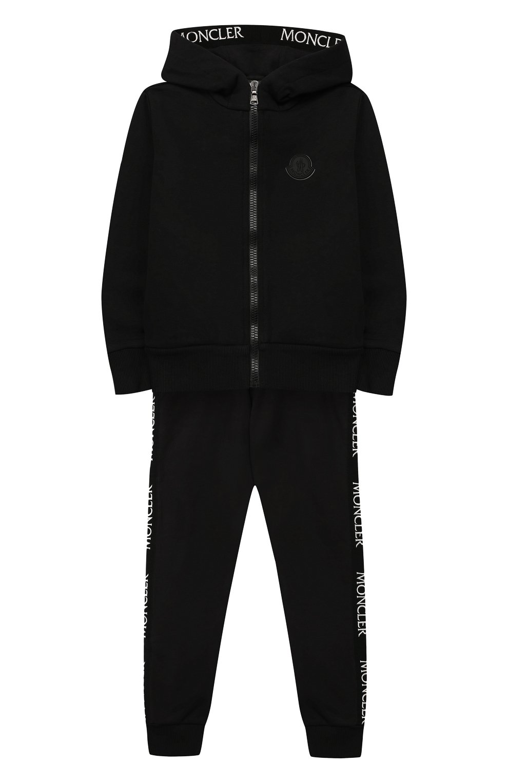 Комплект из толстовки и брюк MONCLER черного цвета по цене 56450 руб., арт. E2-954-88143-05-809F8/8-10A, фото 1 Комплект из толстовки и брюк MONCLER, арт. E2-954-88143-05-809F8/8-10A, фото 1