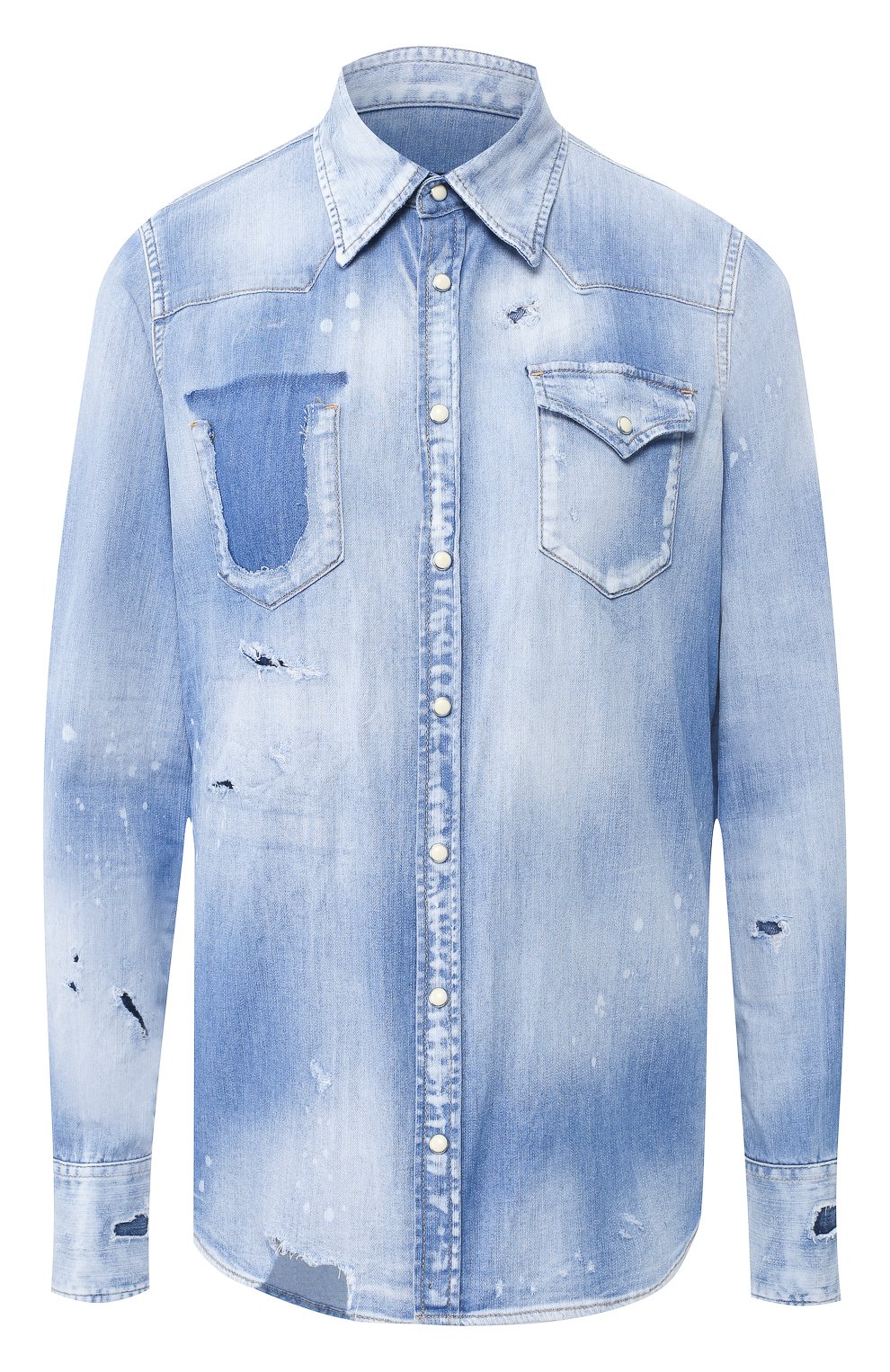Джинсовая рубашка DSQUARED2 голубого цвета по цене 37600 руб., арт. S75DL0603/S30341, фото 1 Джинсовая рубашка DSQUARED2, арт. S75DL0603/S30341, фото 1