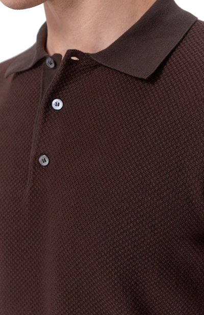 Хлопковое поло CANALI темно-коричневого цвета по цене 59650 руб., арт. C0127/MK02461, фото 5 Хлопковое поло CANALI, арт. C0127/MK02461, фото 5
