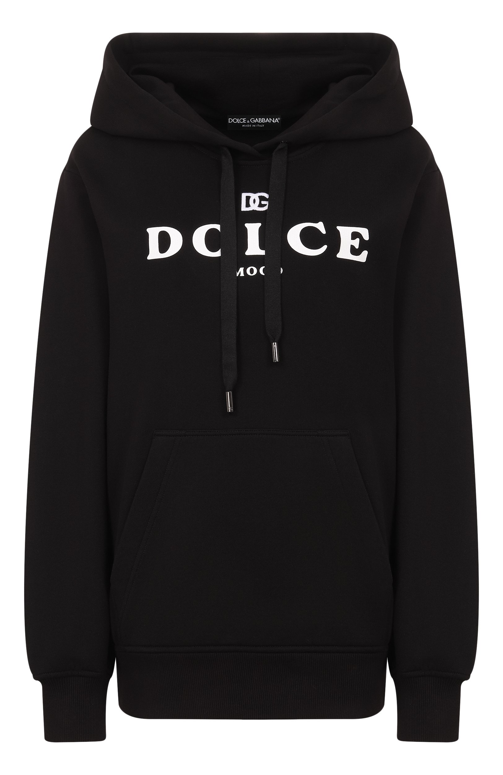 Хлопковое худи DOLCE & GABBANA черного цвета по цене 89950 руб., арт. F9U75Z/HU7P4, фото 1 Хлопковое худи DOLCE & GABBANA, арт. F9U75Z/HU7P4, фото 1