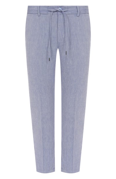 Брюки изо льна и вискозы BOSS синего цвета по цене 22450 руб., арт. 50540480, фото 1 Брюки изо льна и вискозы BOSS, арт. 50540480, фото 1