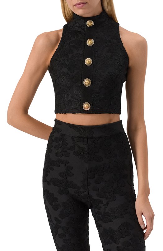 Топ из вискозы Balmain FF1AB495/JK65 Чёрный  FF1AB495/JK65 Фото 3