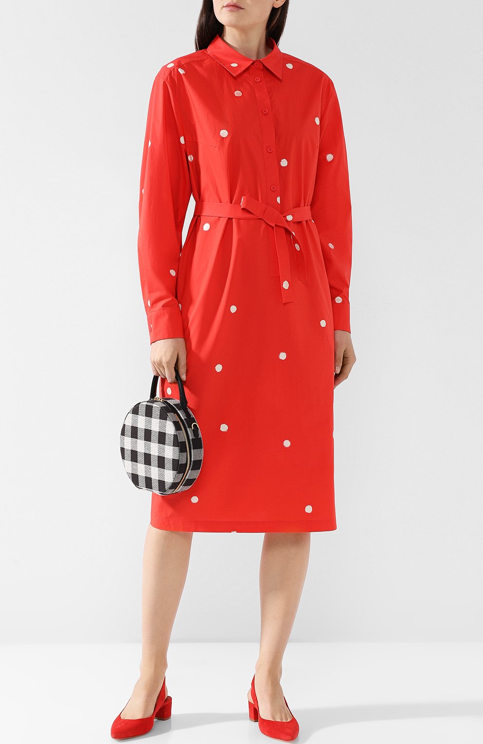 Хлопковое платье-рубашка с поясом в горох NINA DONIS, арт. 38ND35, фото 2