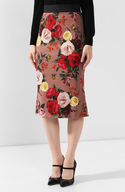 Юбка из вискозы DOLCE & GABBANA розового цвета по цене 109500 руб., арт. F4A1FT/FSRL5, фото 3 Юбка из вискозы DOLCE & GABBANA, арт. F4A1FT/FSRL5, фото 3