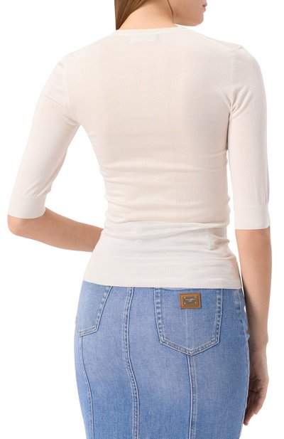 Шелковый пуловер DOLCE & GABBANA кремового цвета по цене 158500 руб., арт. FXX85T/JBSLJ, фото 4 Шелковый пуловер DOLCE & GABBANA, арт. FXX85T/JBSLJ, фото 4