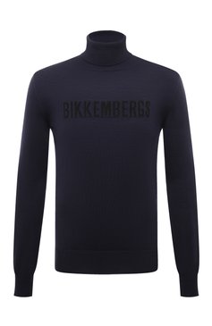 Мужской водолазка DIRK BIKKEMBERGS темно-синего цвета, а�рт. PBM/M0013/K0009 | Фото 1 (Материал внешний: Шерсть, Синтетический материал; Рукава: Длинные; Длина (для топов): Стандартные; Принт: С принтом; Материал сплава: Проставлено; Мужское Кросс-КТ: Водолазка-одежда; Драгоценные камни: Проставлено; Стили: Кэжуэл)