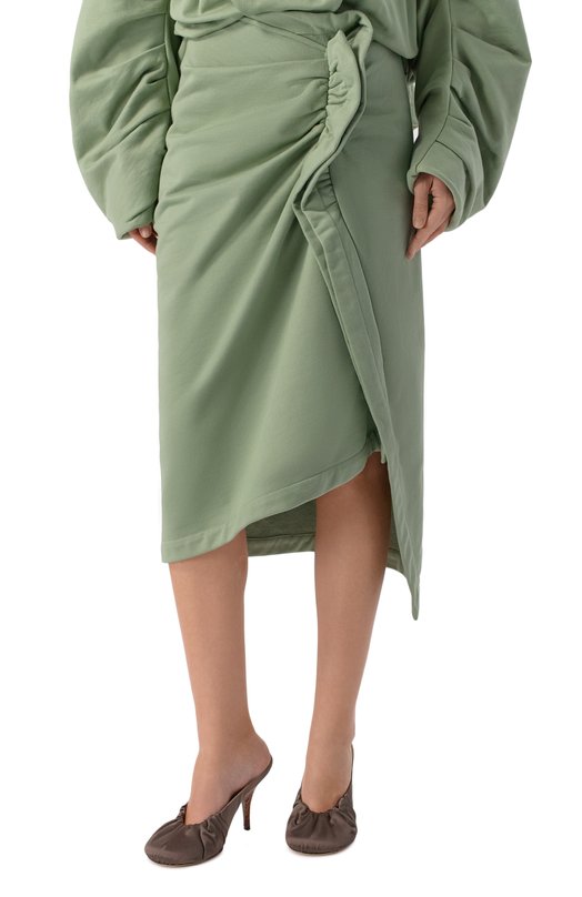 Хлопковая юбка Dries Van Noten 131112/3611 Зелёный  131112/3611 Фото 3